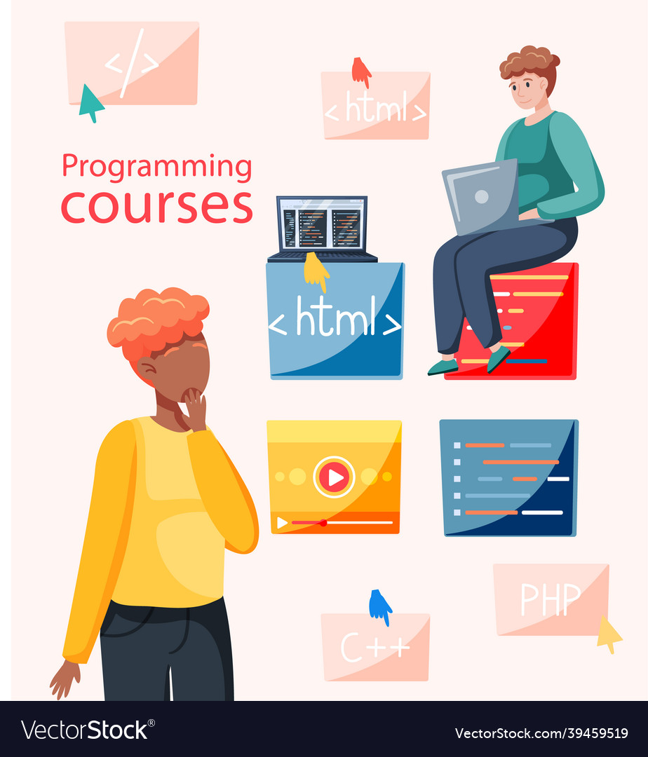 Programming courses online education coding vector image Programming courses online education coding