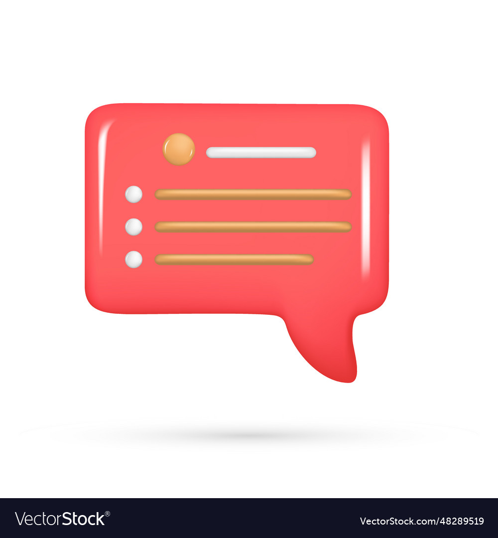 Realistic 3d red speech bubble message button