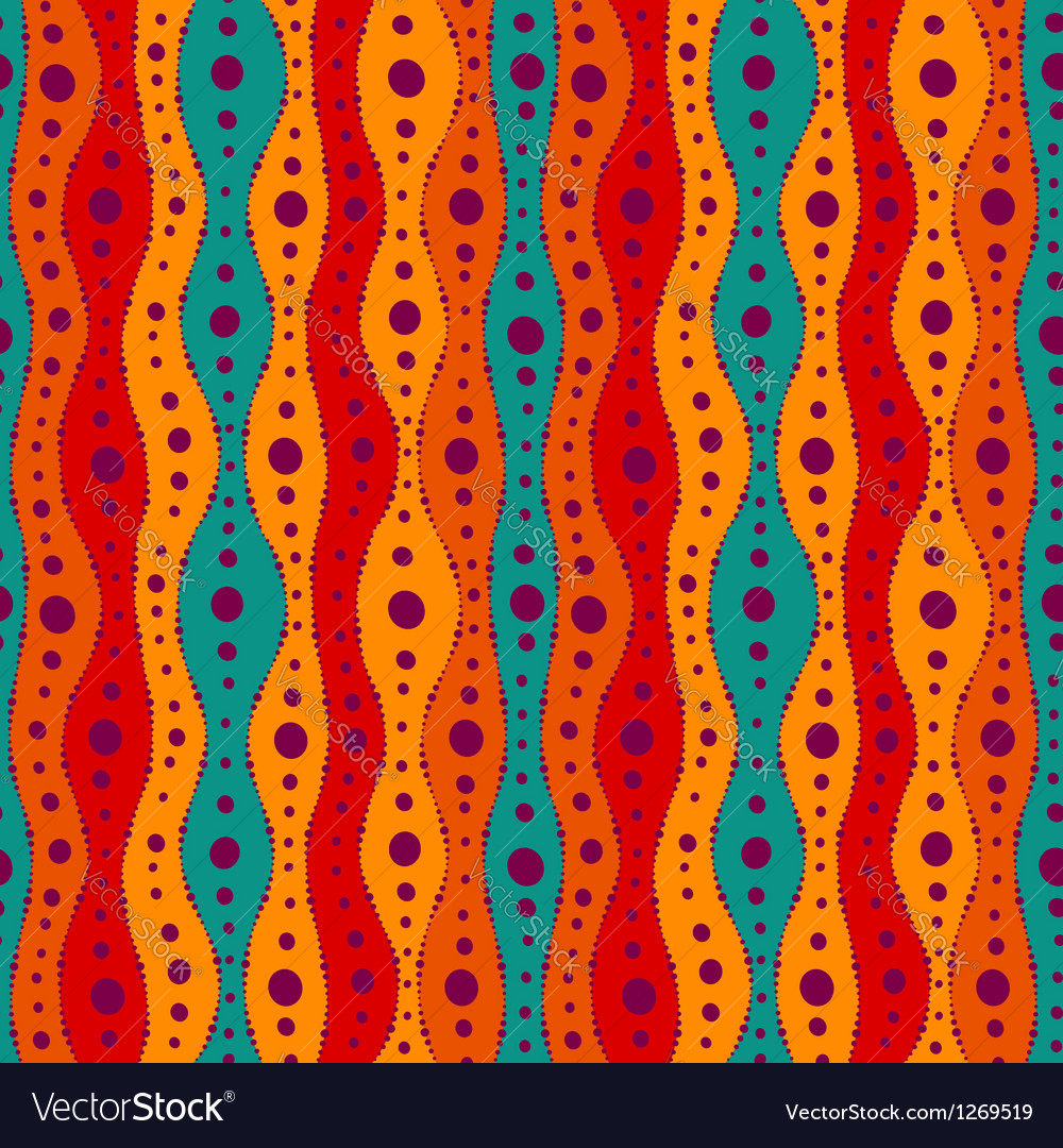 Seamless pattern with waves and dots