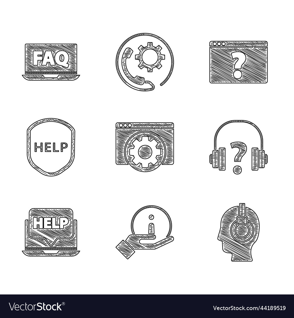 Set browser setting information support operator vector image Set browser setting information support operator