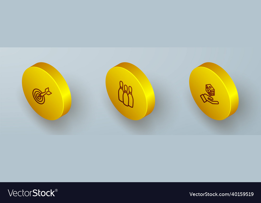 Set isometric line classic dart board and arrow vector image Set isometric line classic dart board and arrow