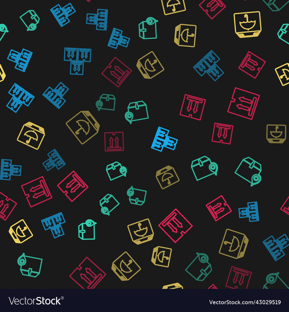 Set line cardboard box with traffic location vector image Set line cardboard box with traffic location