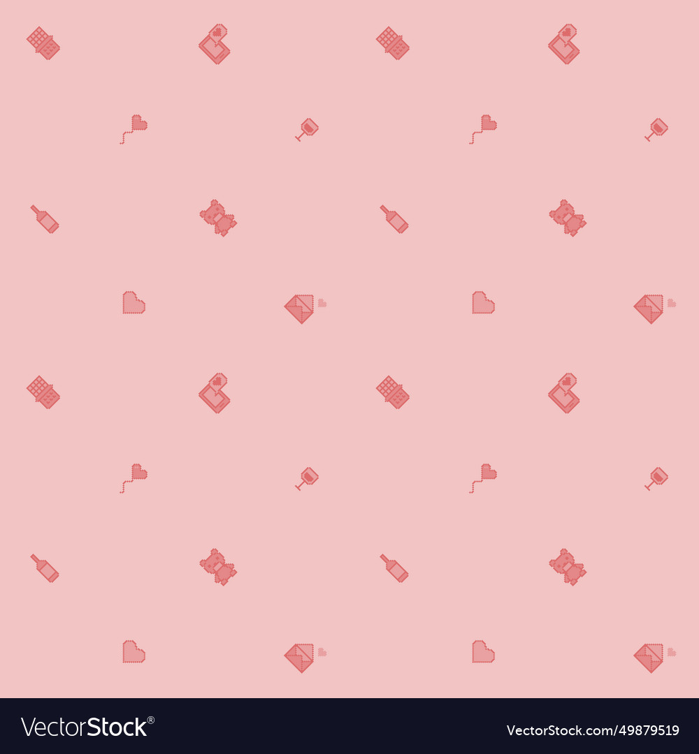 Set of pixelate 8 bit icons seamless background vector image Set of pixelate 8 bit icons seamless background