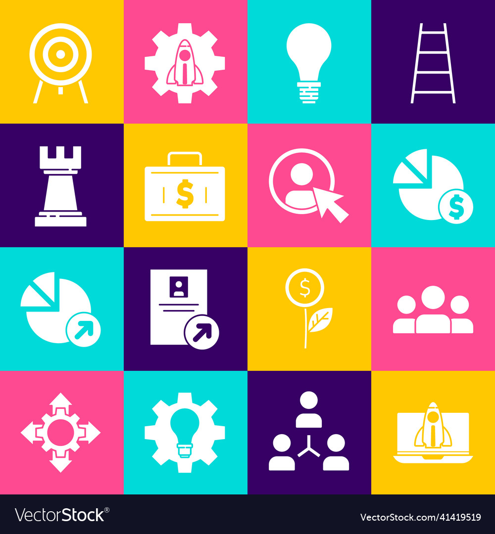 Set startup project concept users group pie Vector Image Set startup project concept users group pie