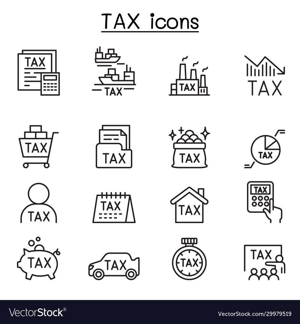 Tax icons set in thin line style Royalty Free Vector Image