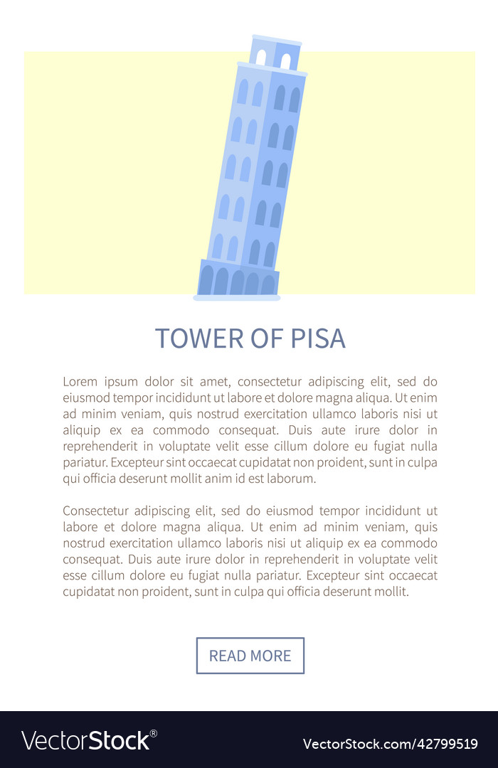 Tower of pisa web page and text vector image Tower of pisa web page and text