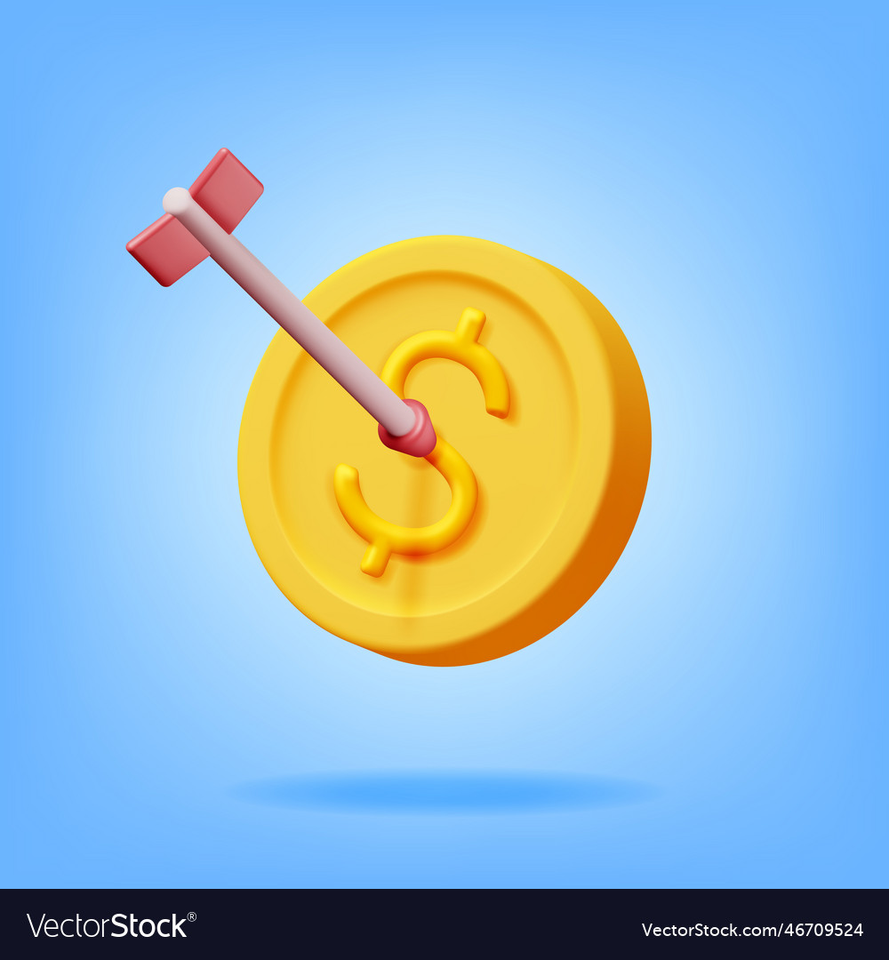 3d arrow in coin target isolated vector image 3d arrow in coin target isolated