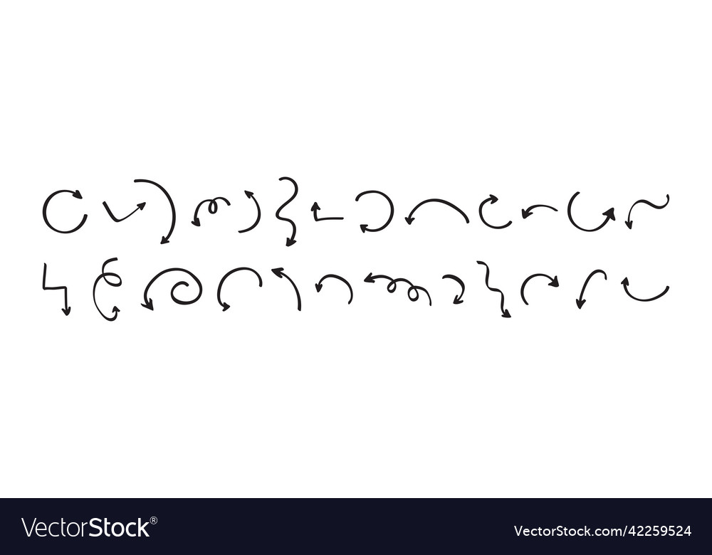 Arrow icon doodle set pointer line pensil vector image Arrow icon doodle set pointer line pensil