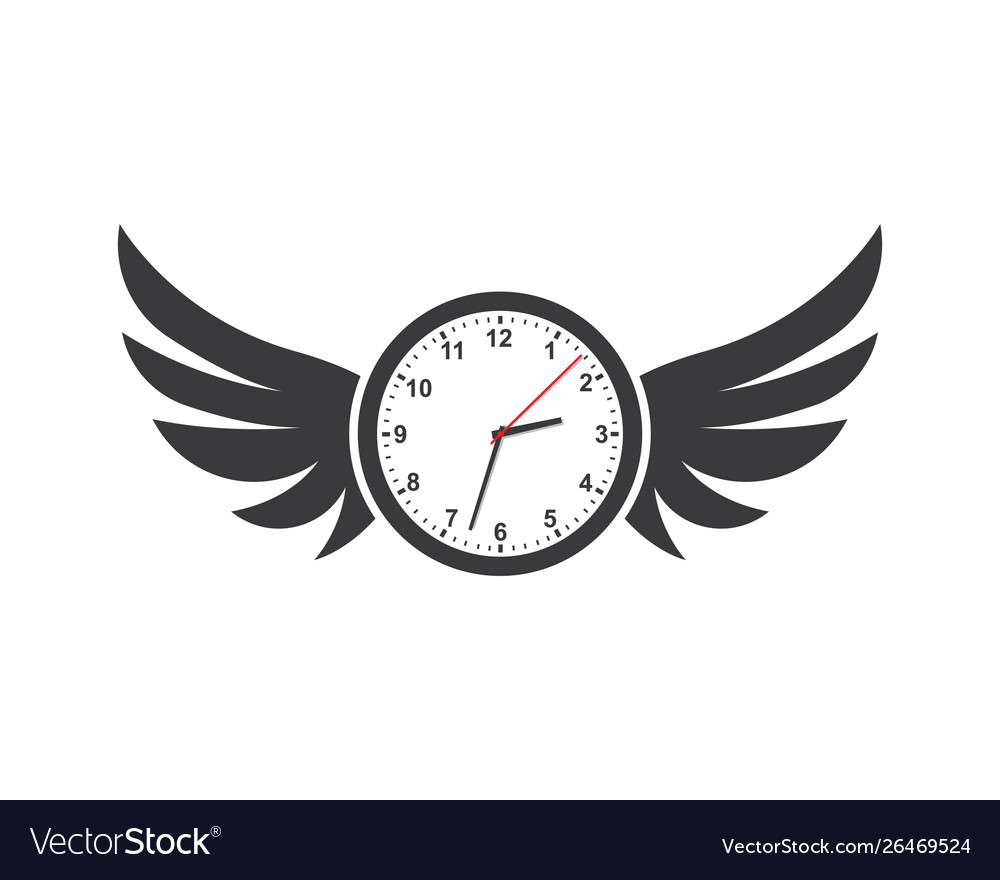 Clock and wings logo icon lose time