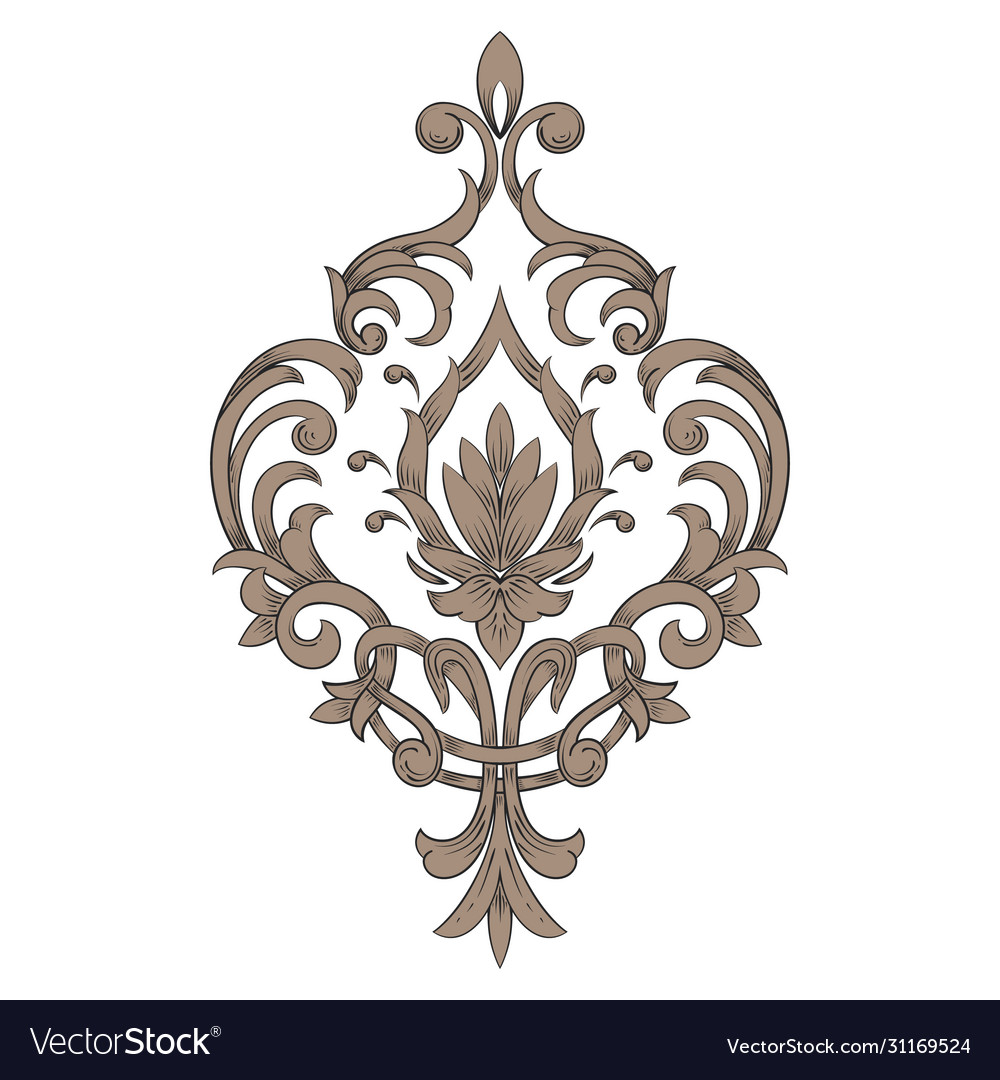 Damask element isolated central