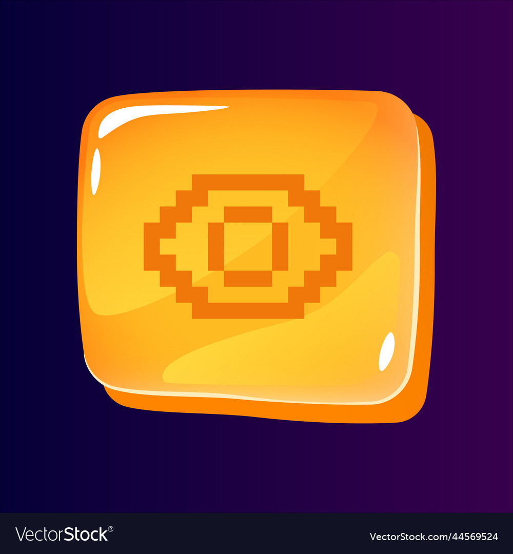 Eye glossy ui button with pixelated icon vector image Eye glossy ui button with pixelated icon