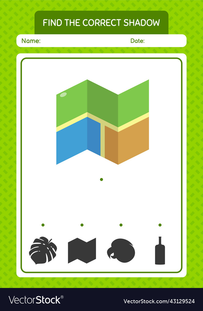 Find the correct shadows game with map worksheet Vector Image Find the correct shadows game with map worksheet