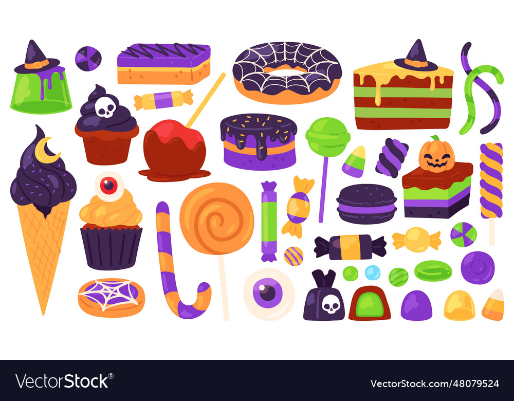 Halloween sweets trick or treats candies Vector Image