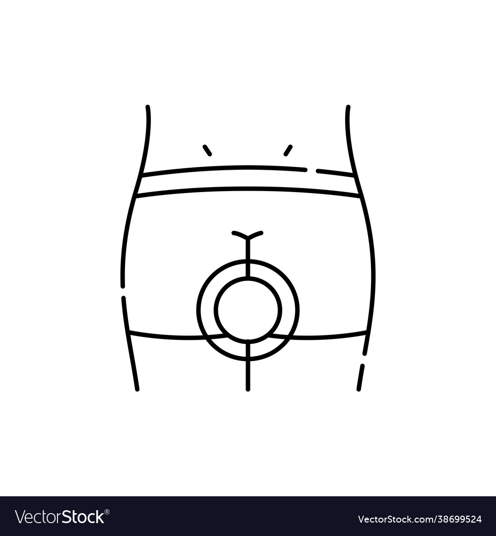 Hemorrhoid color line icon computer-induced