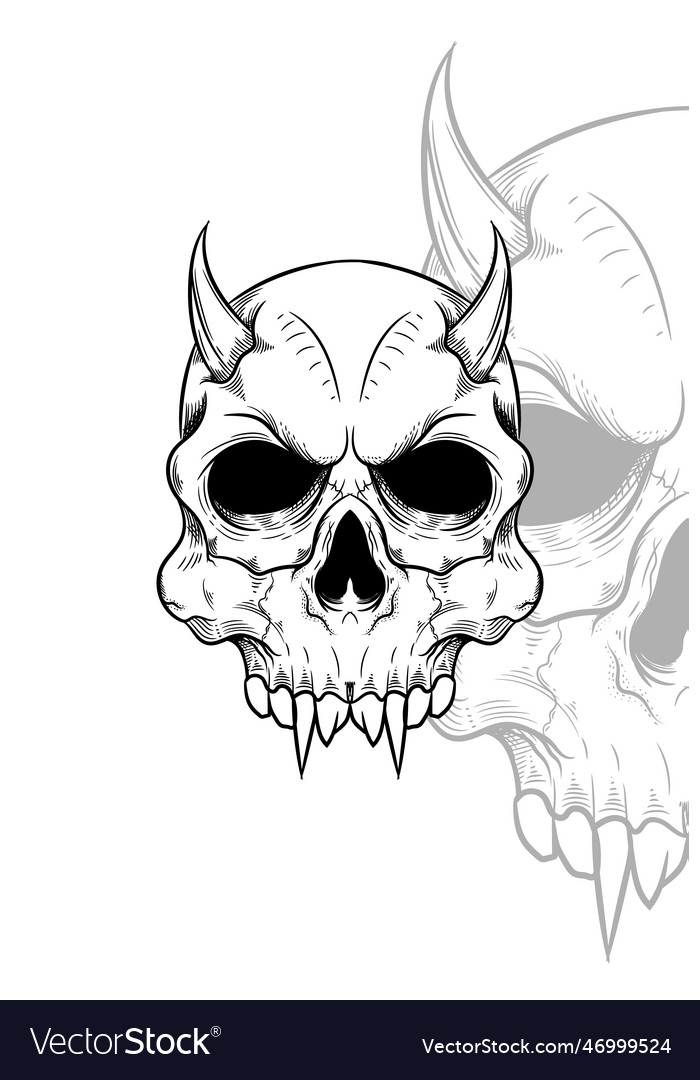 Human skull with horn and devil mask Royalty Free Vector