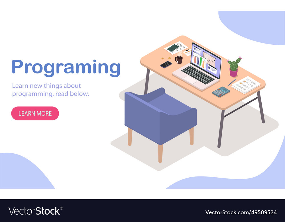 Programming landing page design Vector Image Programming landing page design