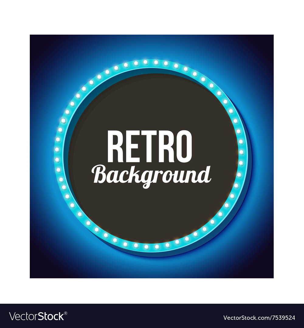 Retro frame circle with neon lights