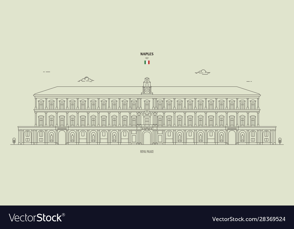 Royal palace in naples italy Royalty Free Vector Image