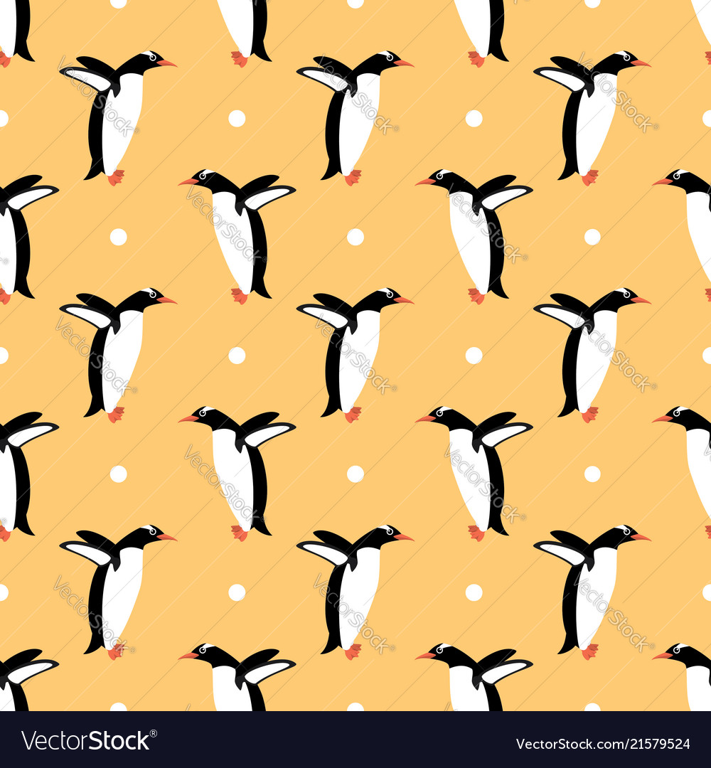 Seamless penguin and polka dots pattern