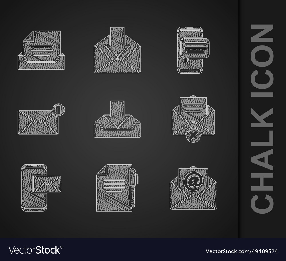 Set download inbox document and pen mail e-mail vector image Set download inbox document and pen mail e-mail