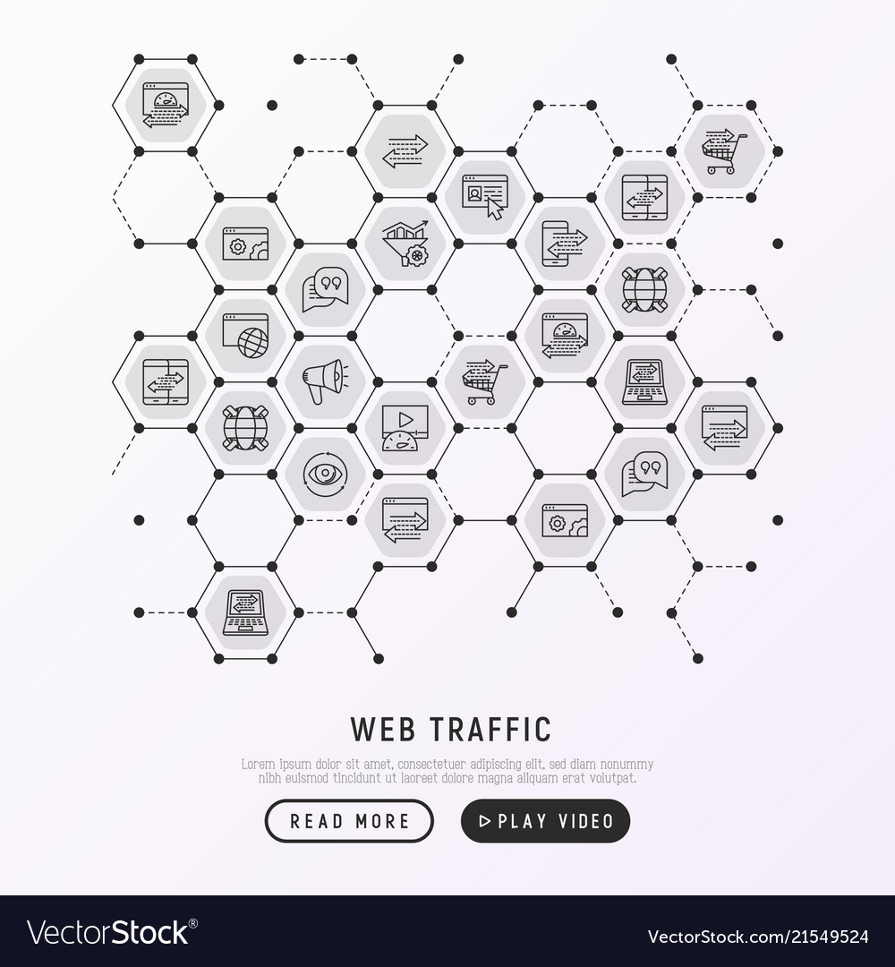 Web traffic concept in honeycombs vector image Web traffic concept in honeycombs