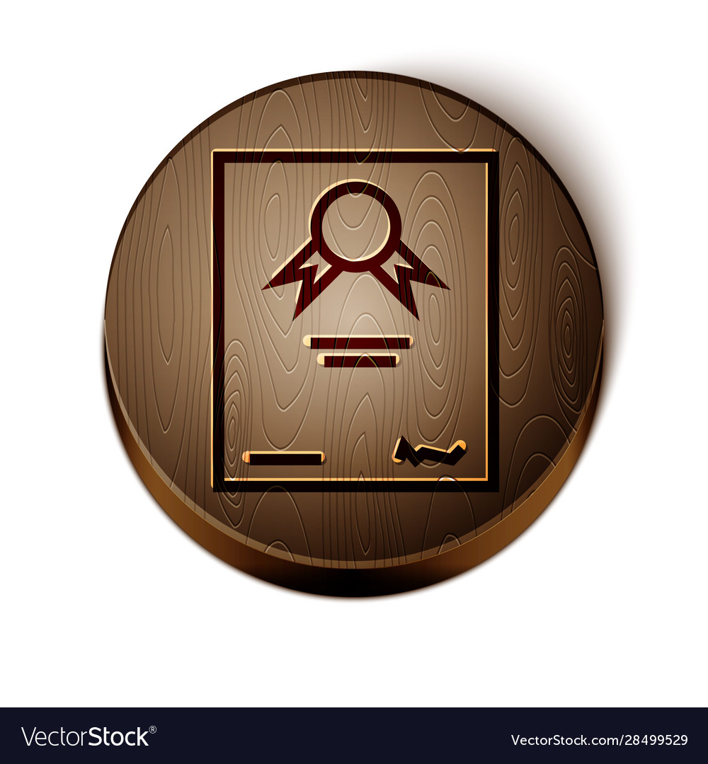 Brown line certificate template icon isolated