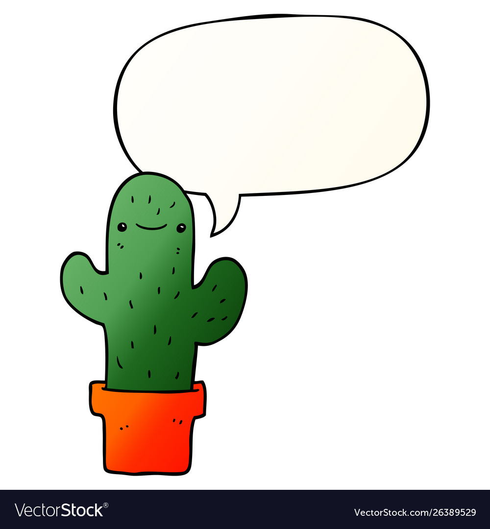 Cartoon cactus and speech bubble in smooth Vector Image