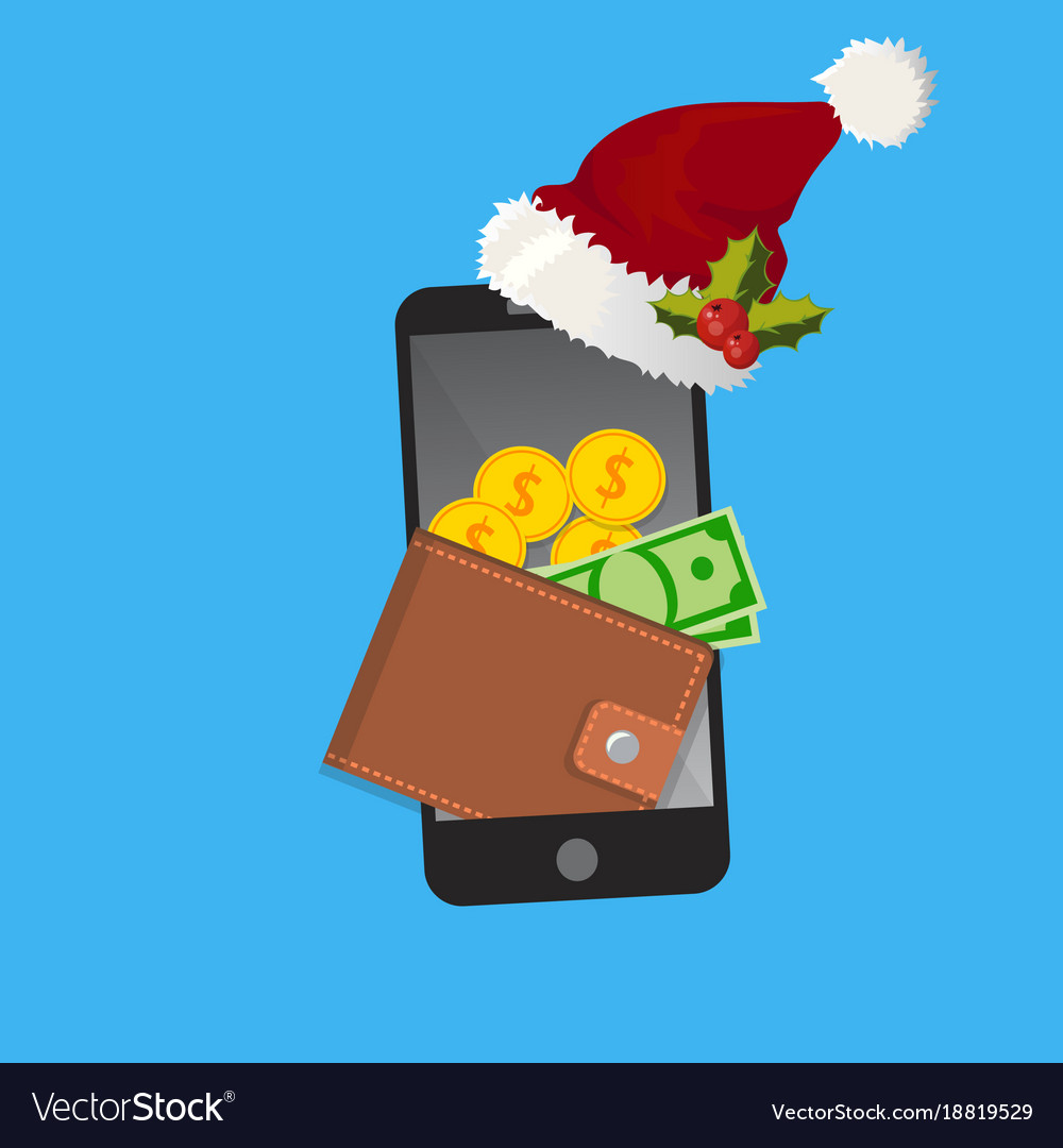 Christmas or ney year mobile wallet concept