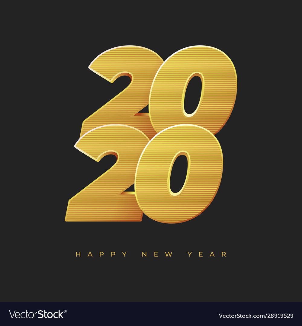 Happy new year 2020 golden numbers vector image Happy new year 2020 golden numbers