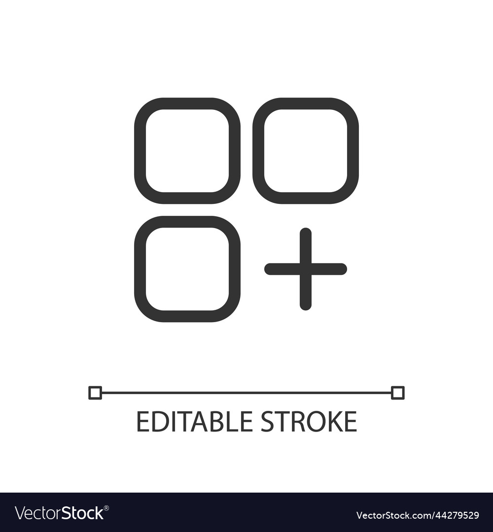 Menu with add option pixel perfect linear ui icon vector image Menu with add option pixel perfect linear ui icon