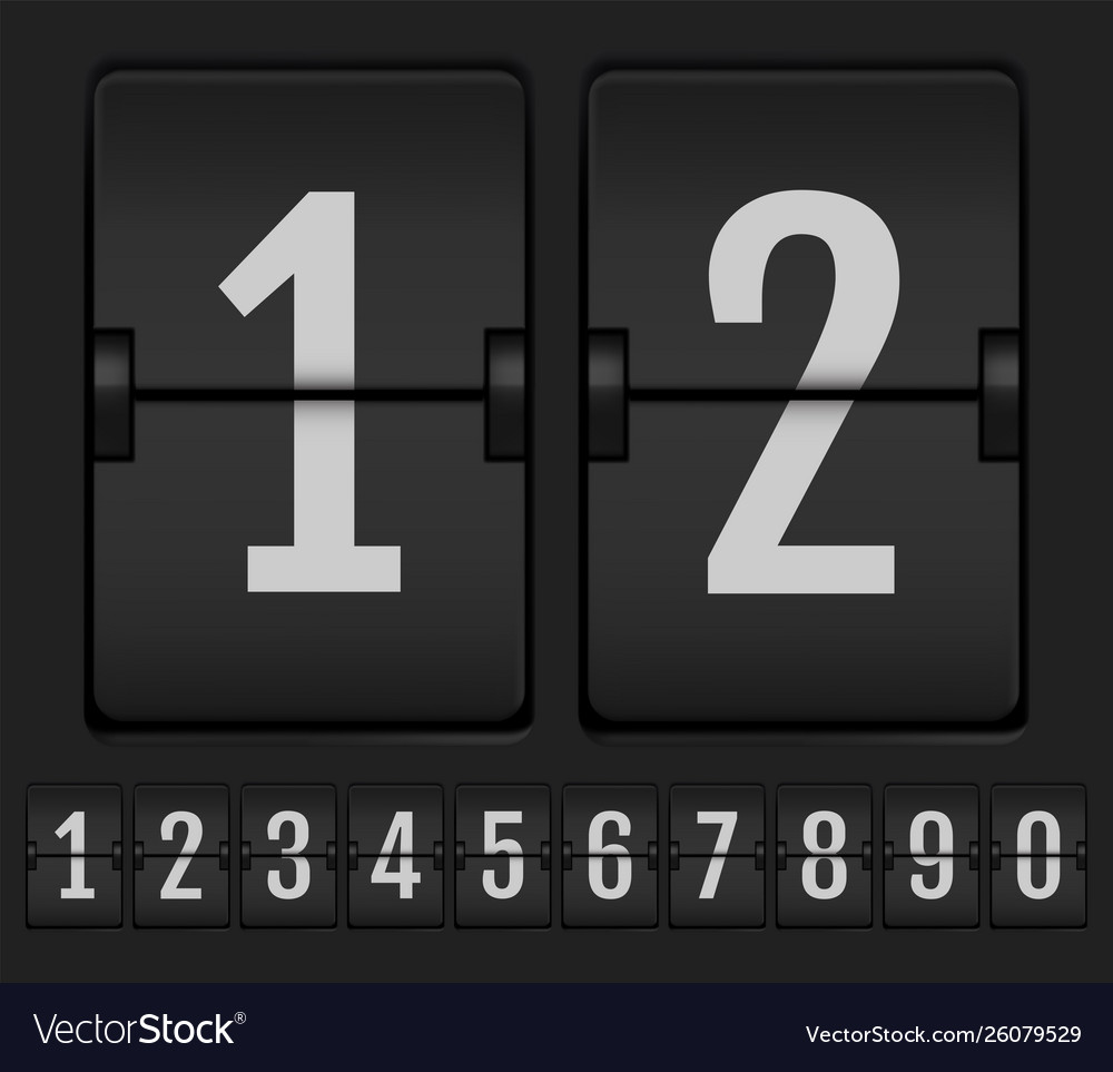 Numbers from mechanical scoreboard alphabet