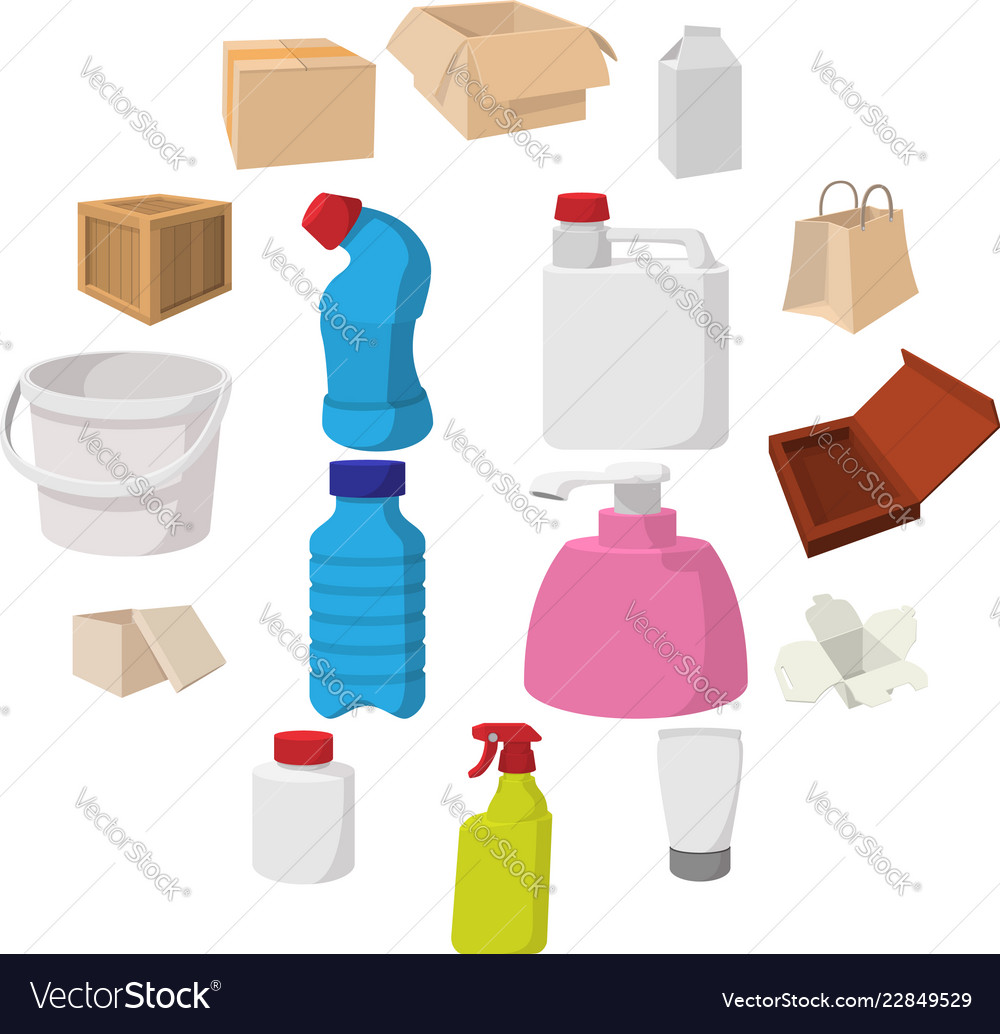 Packaging cartoon icons set Royalty Free Vector Image Packaging cartoon icons set Royalty Free Vector Image