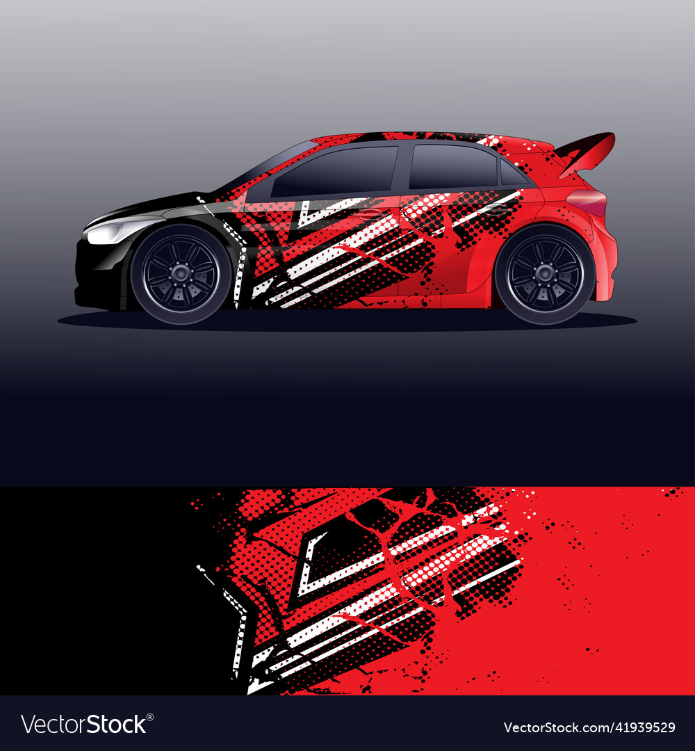 Rally car decal graphic wrap Royalty Free Vector Image