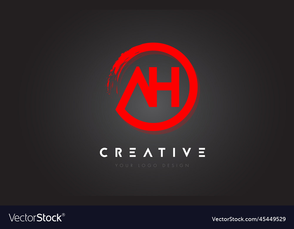 Red ah circular letter logo with circle brush