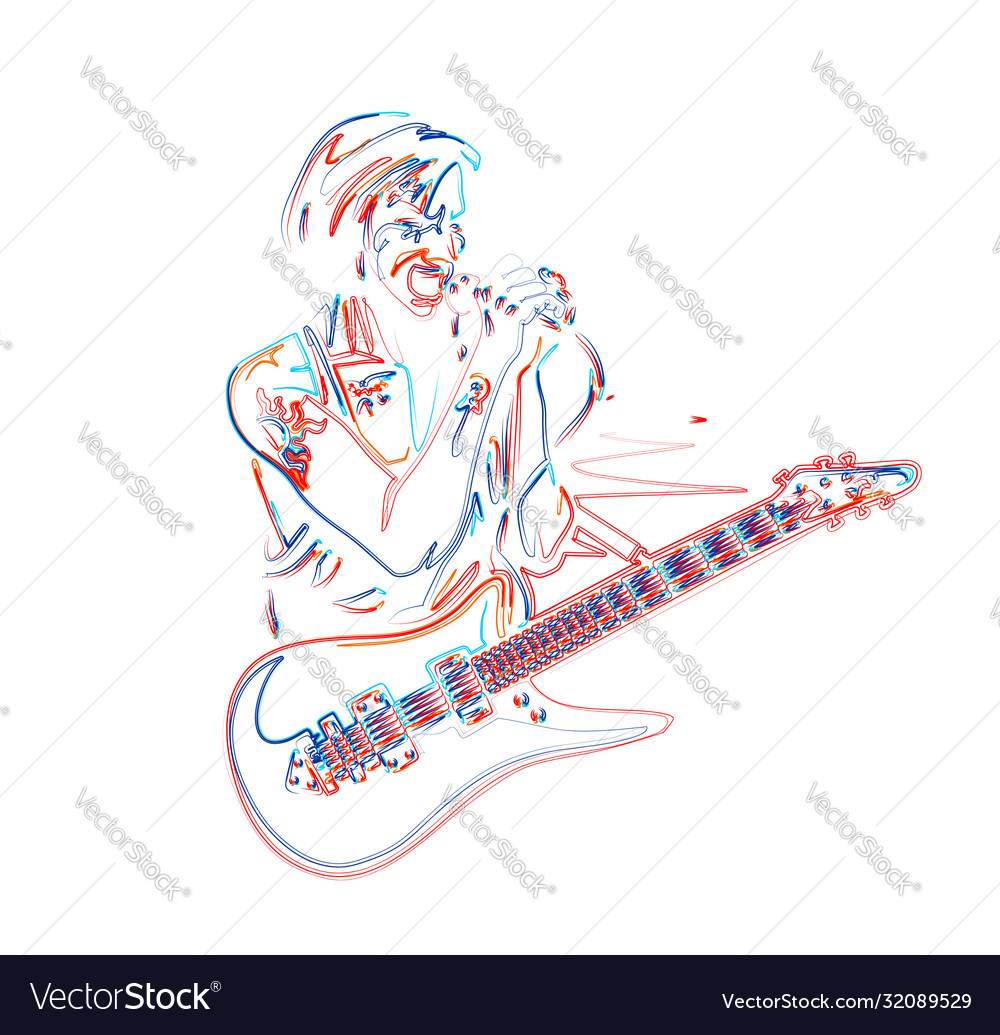 Rockstar guy playing guitar with text move