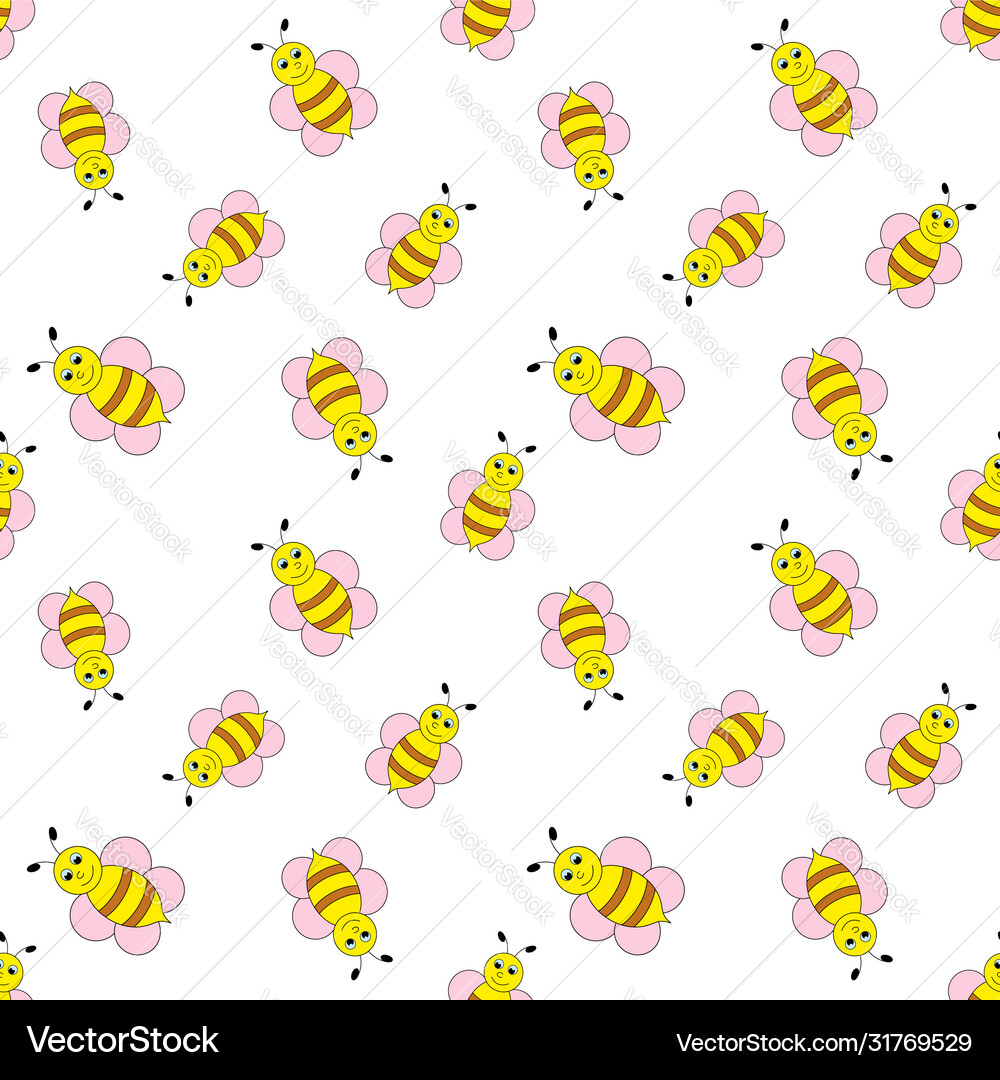 Seamless pattern with bees Royalty Free Vector Image