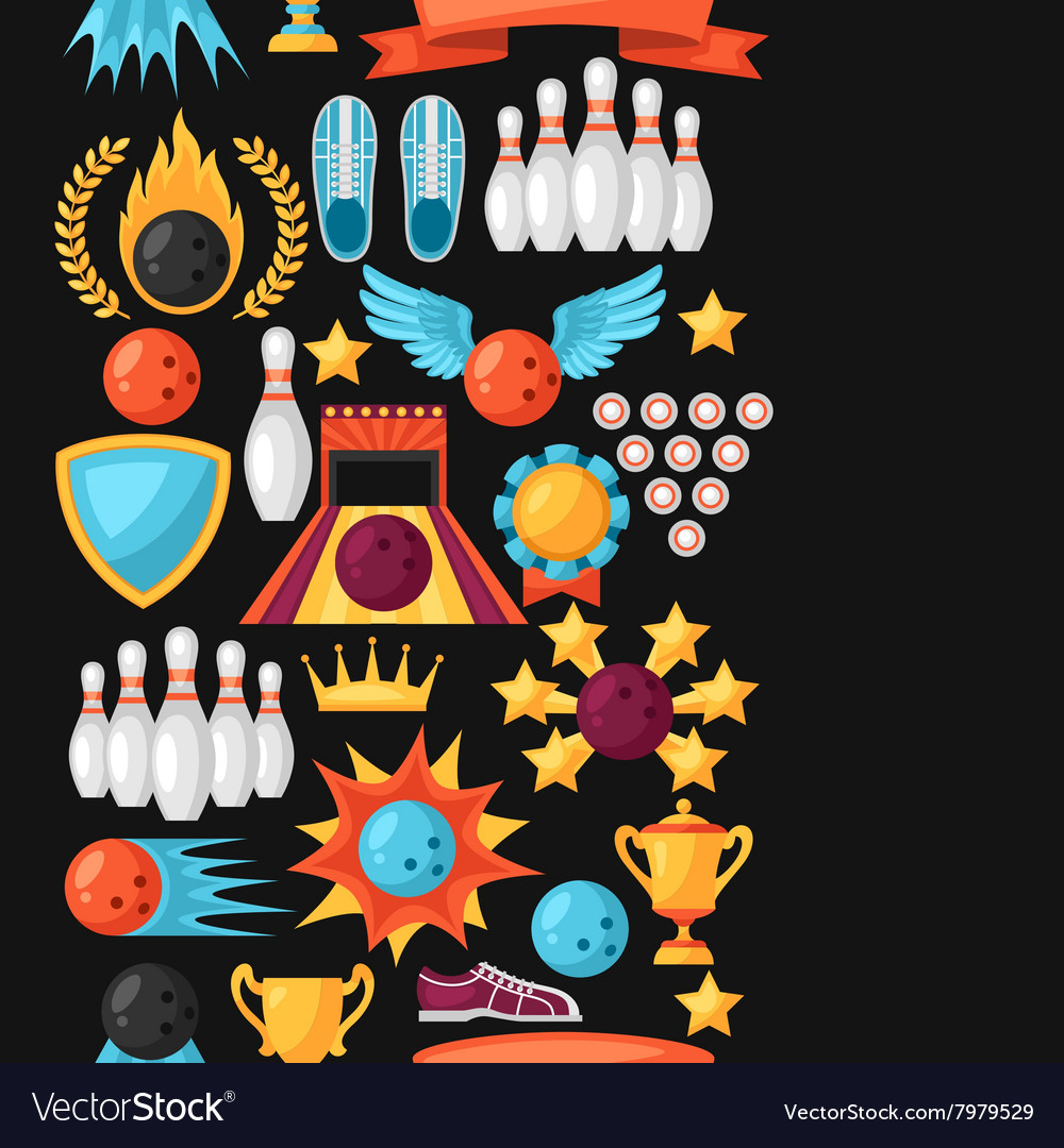 Seamless pattern with bowling items background
