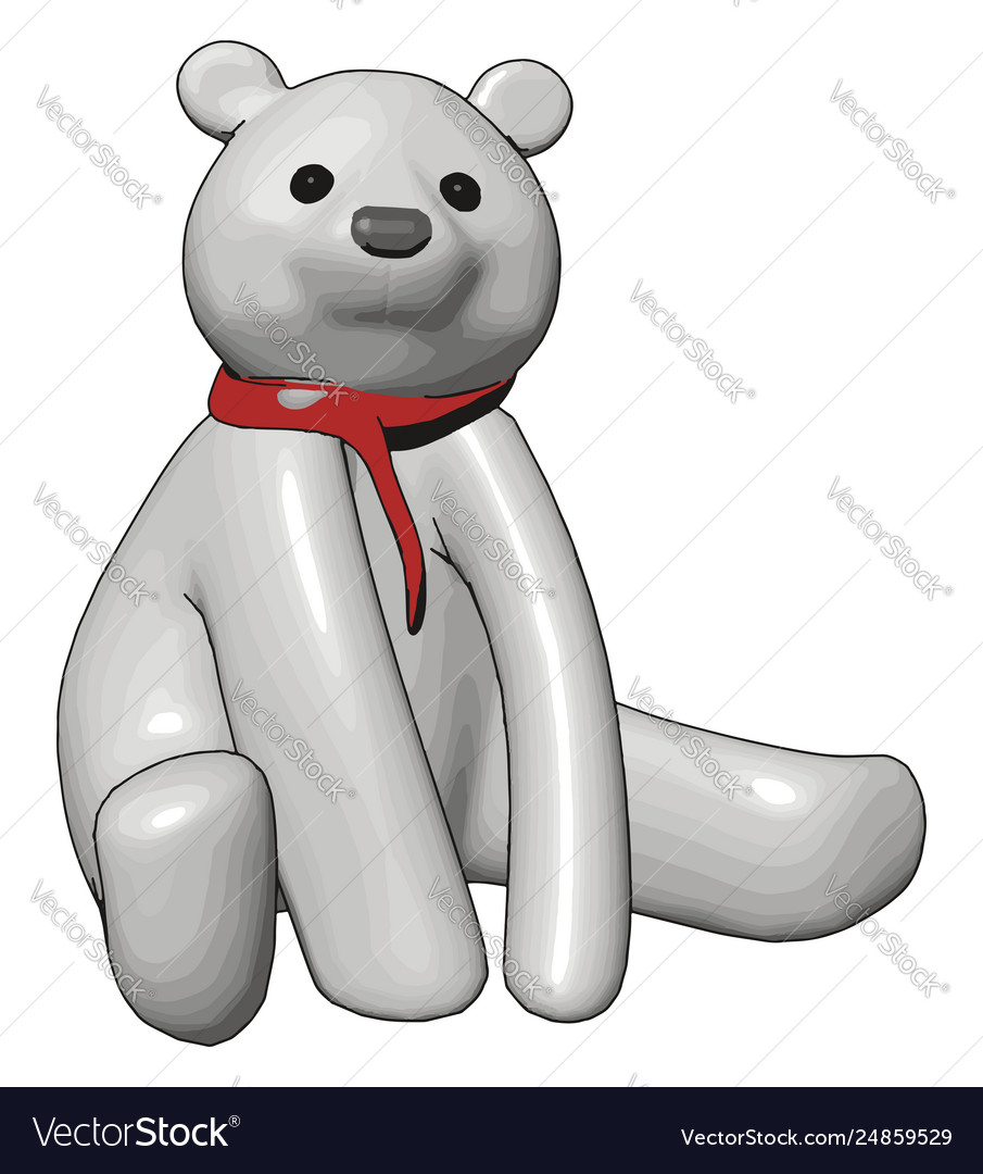 White teddy bear with red scarf on