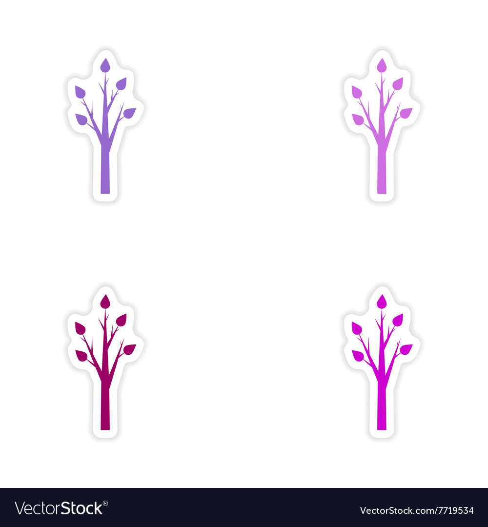Assembly realistic sticker design on paper tree