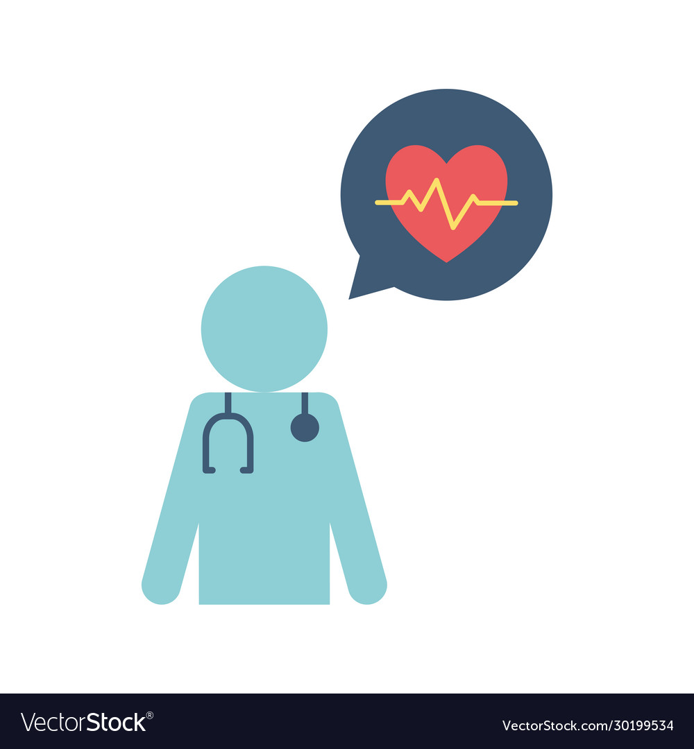 Avatar doctor with stethoscope and heart pulse Vector Image