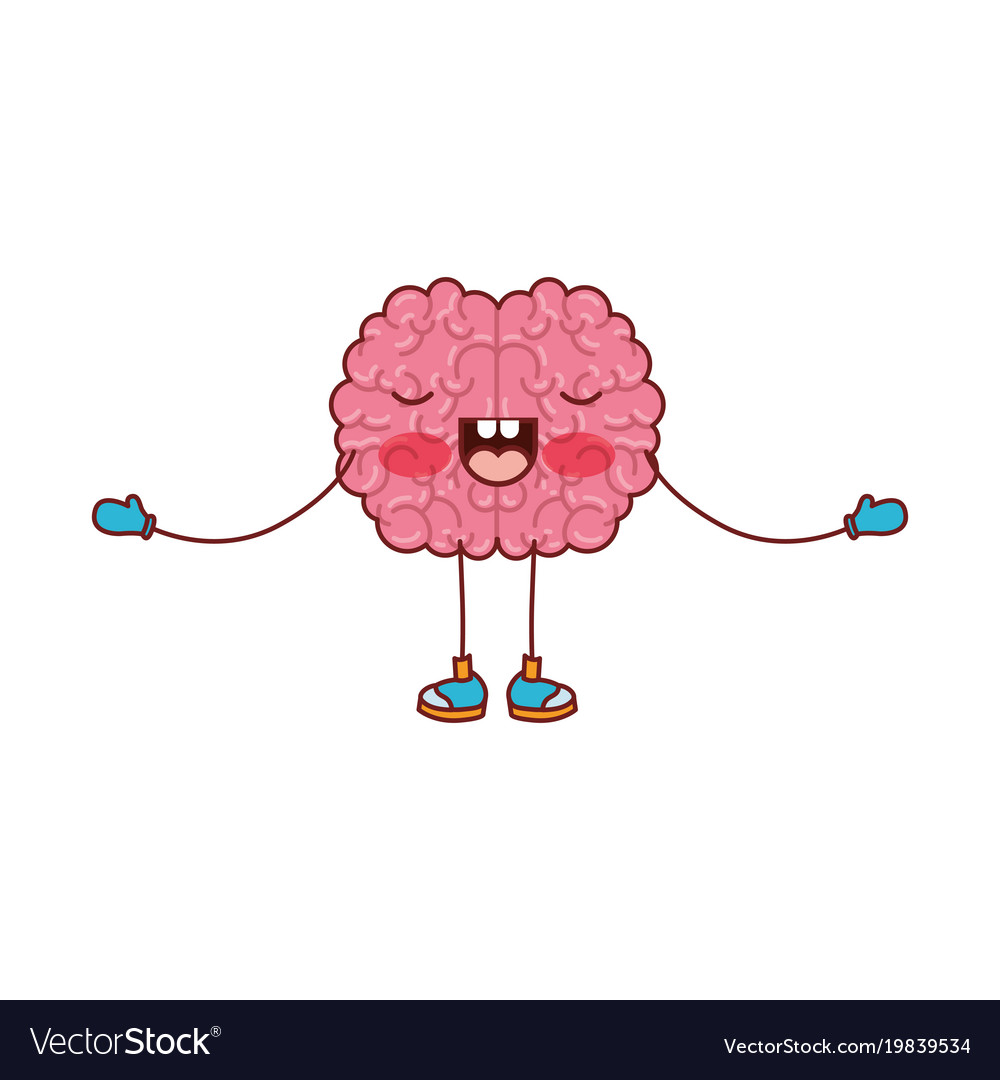 Brain cartoon in standing position with open arms Vector Image