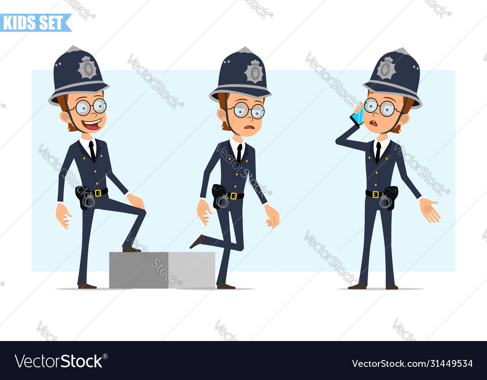 Cartoon british policeman boy character set Vector Image