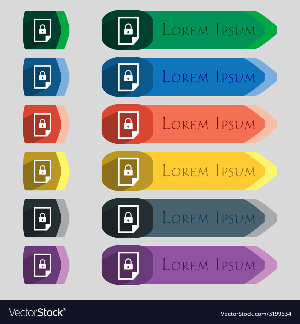 File locked icon sign set of coloured buttons