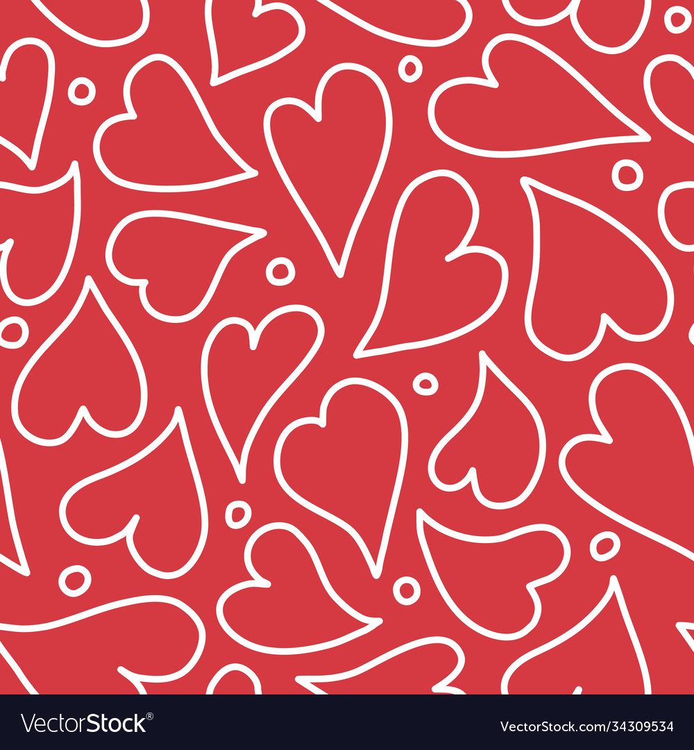 Heart background pattern in red and white cute Vector Image