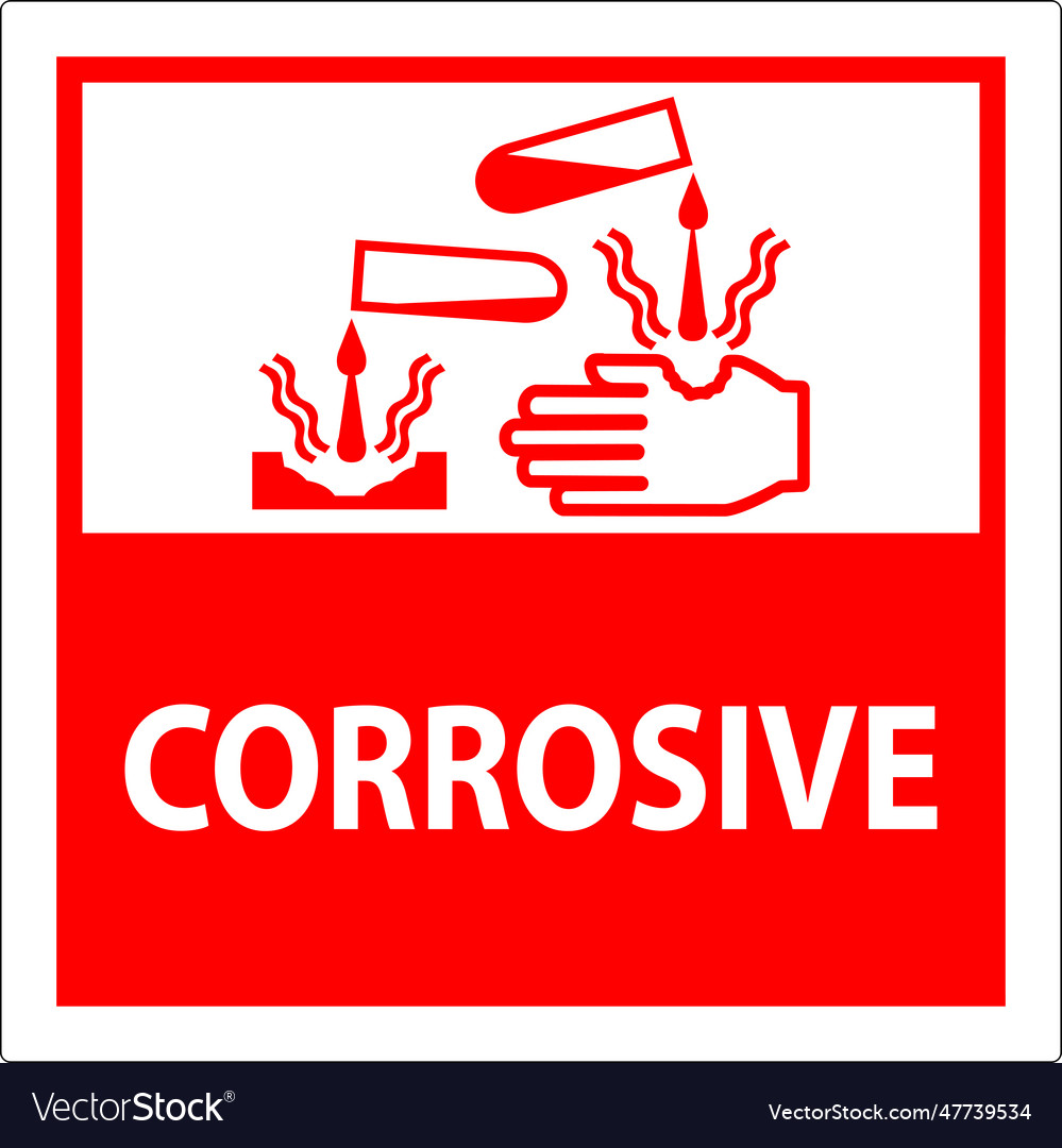 Label corrosive sign on white background Vector Image