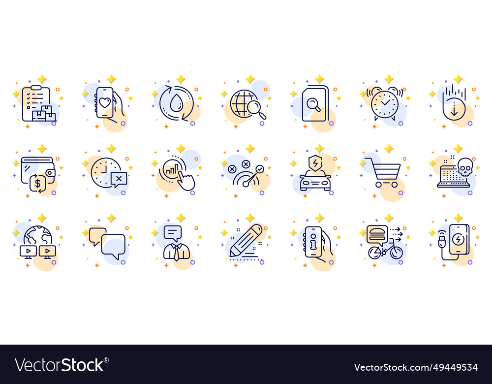 Outline set of search files scroll down and video vector image Outline set of search files scroll down and video