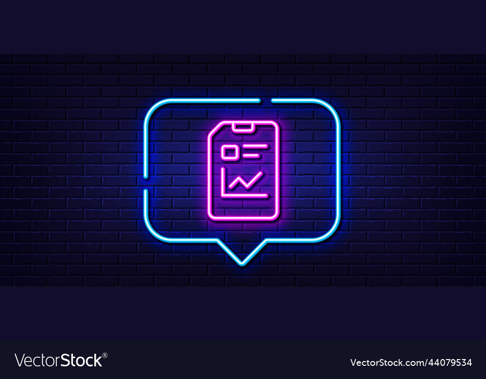 Report document line icon file sign neon light vector image Report document line icon file sign neon light