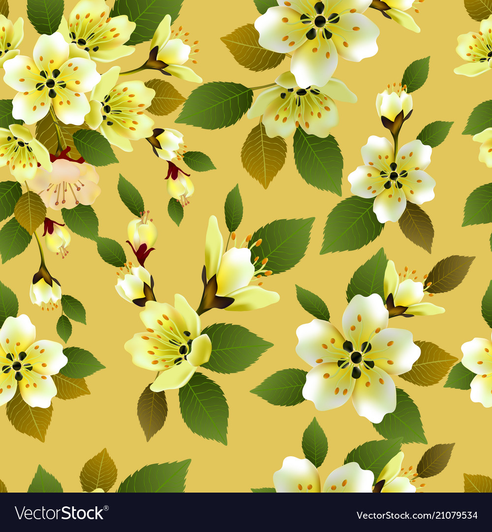 Seamless spring background with white and p