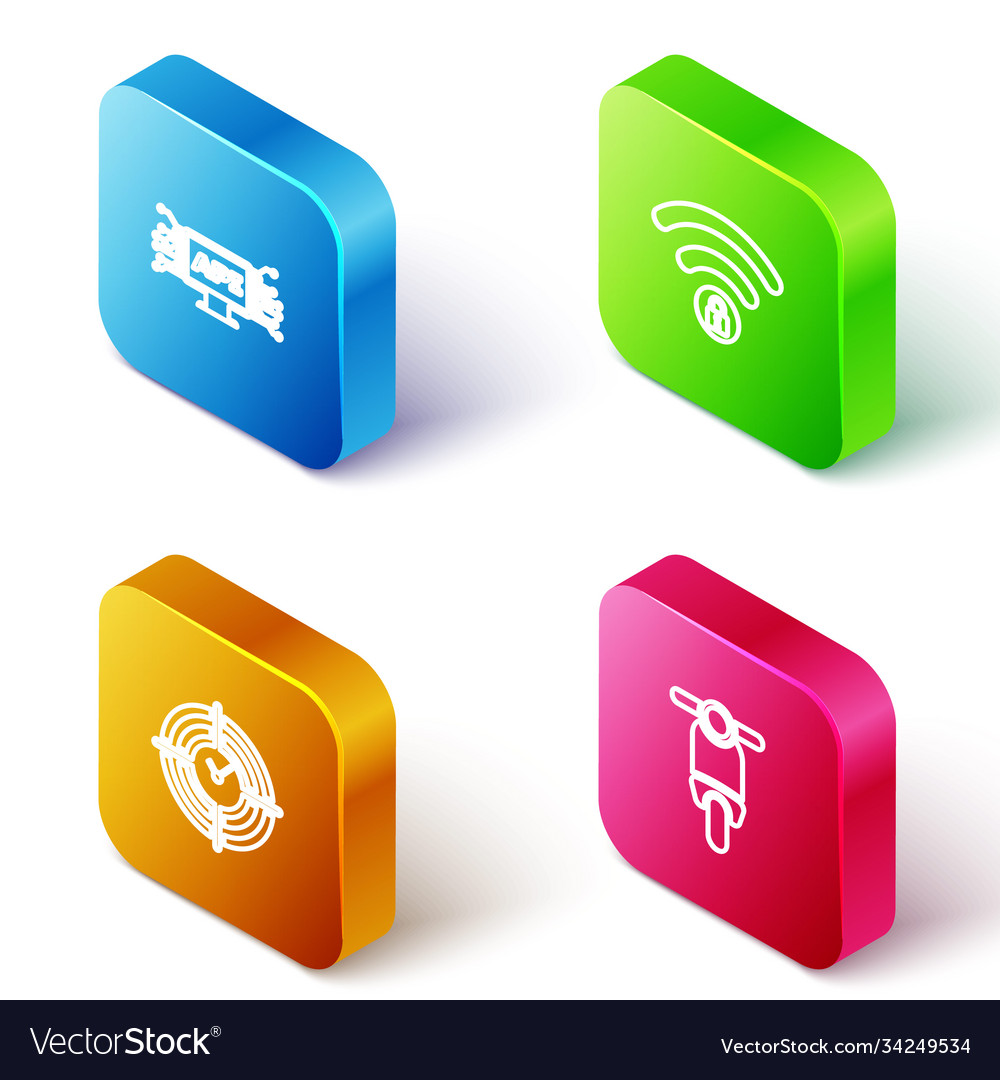 Set isometric line computer api interface wifi