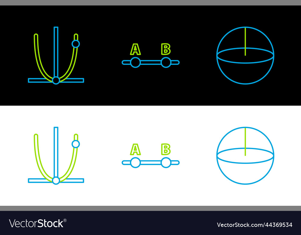 Set line geometric figure sphere graph schedule vector image Set line geometric figure sphere graph schedule